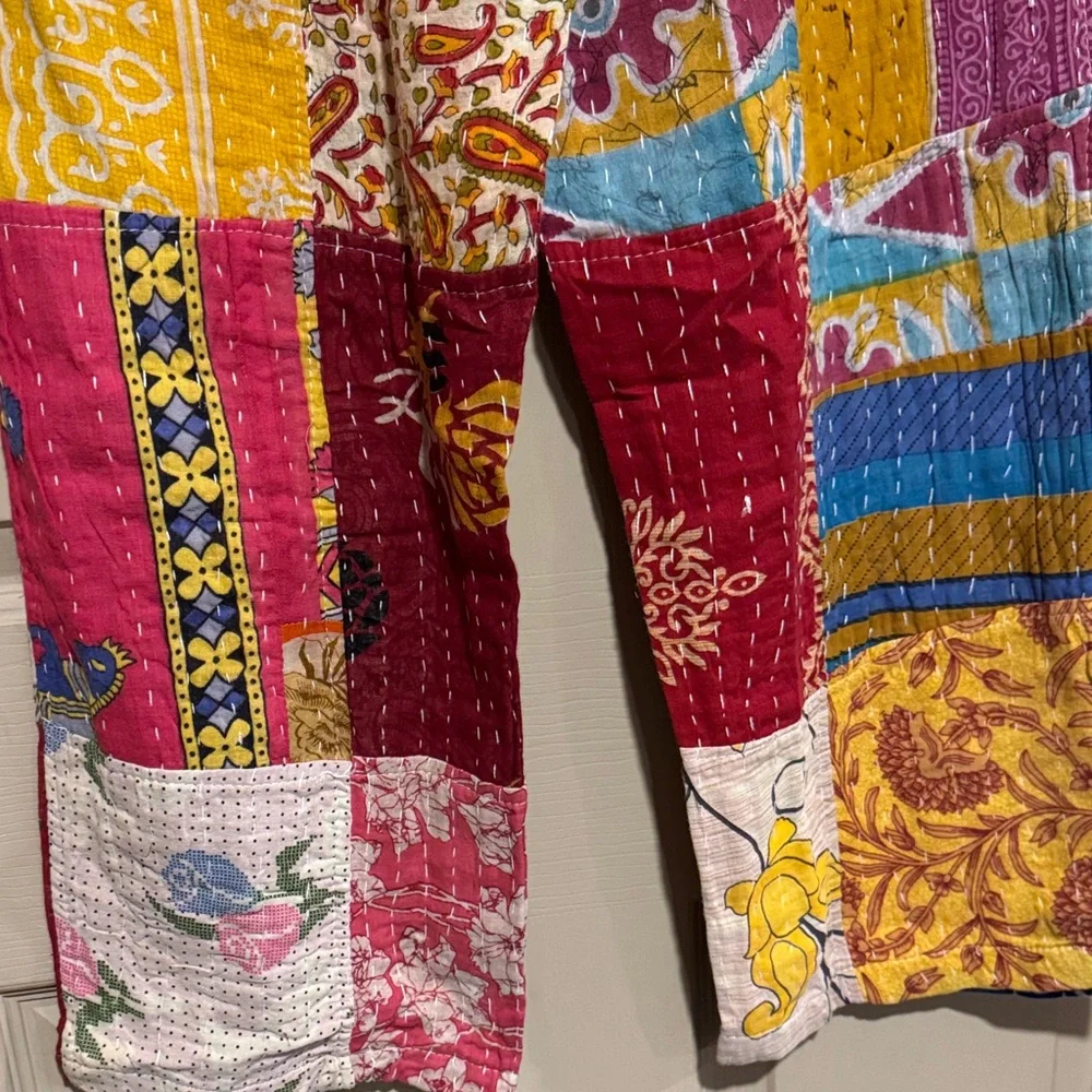34 🌸 KANTHA Patchwork Pants Boho size S/M - Picture 3 of 5